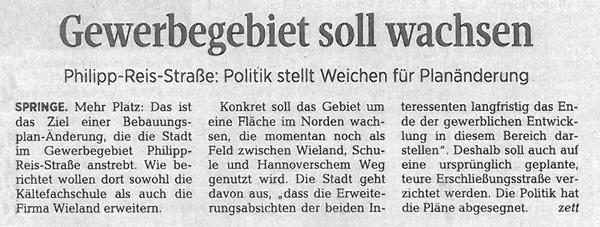 Gewerbegebiet soll wachsen